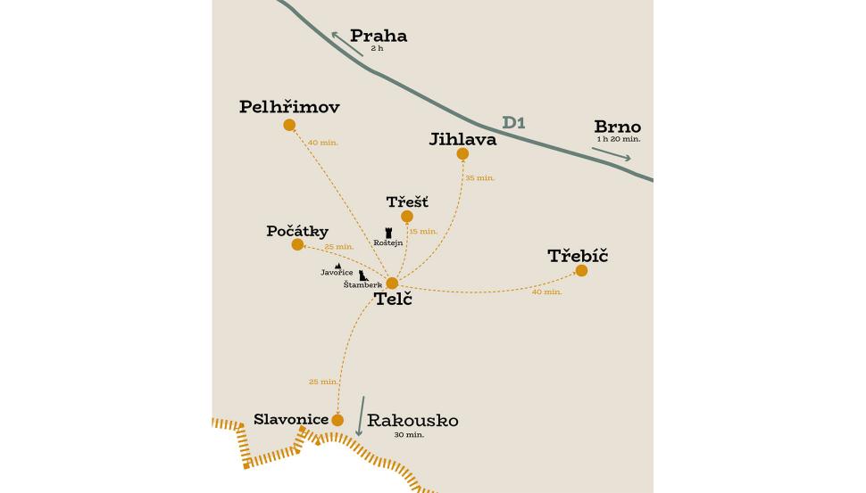 Mapa kraj pod javořicí